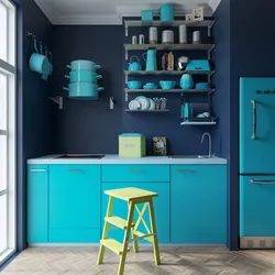 Blue IKEA kitchen in the interior