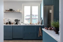 Blue IKEA kitchen in the interior