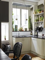 Kitchen interior with small window