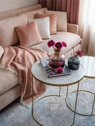 Pink Sofa In The Kitchen Interior