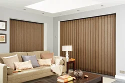 Vertical blinds in the living room interior