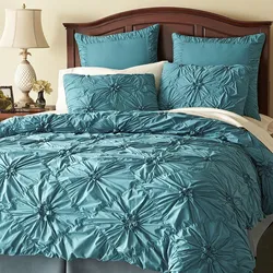 Turquoise Bedspread In The Bedroom Interior