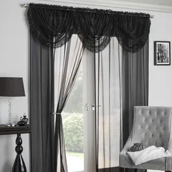 Black tulle in the bedroom interior