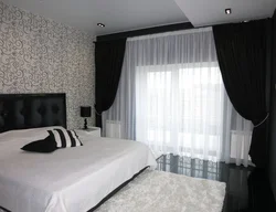 Black tulle in the bedroom interior