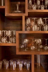 Glassware in the kitchen interior