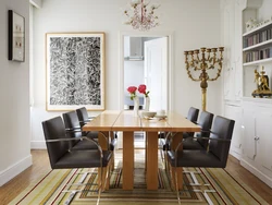 Rectangular table in the living room interior