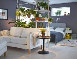 Zoning With Flowers In The Living Room Interior