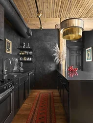 Black kitchen in loft interior