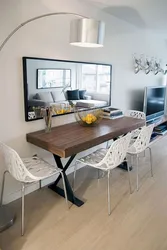 Kitchen table in living room interior