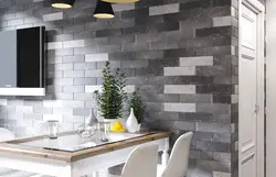 Black bricks in the kitchen interior