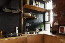 Black Bricks In The Kitchen Interior