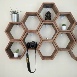 Honeycombs in the interior of the living room shelf