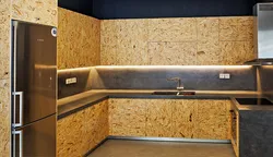 Kitchen made of plywood in the interior