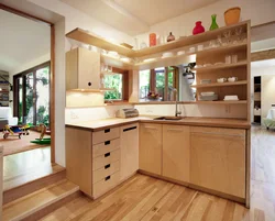 Kitchen made of plywood in the interior