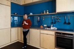 Kitchen made of plywood in the interior