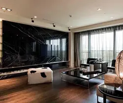 Черный мрамор в интерьере гостиной