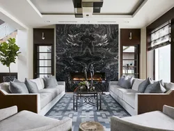 Black marble in the living room interior