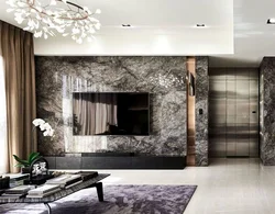 Black marble in the living room interior
