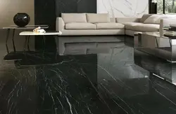 Black marble in the living room interior