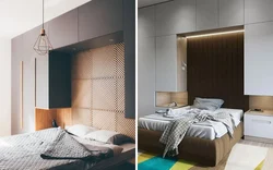 Навесные шкафы в интерьере спальни