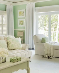 Pistachio Curtains In The Living Room Interior