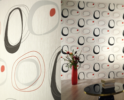 Wallpaper circles in the kitchen interior