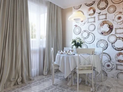 Wallpaper circles in the kitchen interior