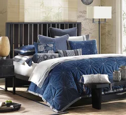 Bedroom Interior With Blue Bedspread