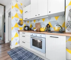 Yellow apron in the kitchen interior