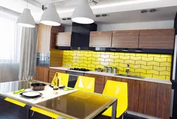 Yellow apron in the kitchen interior