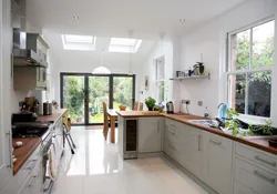 Kitchen interiors with one window