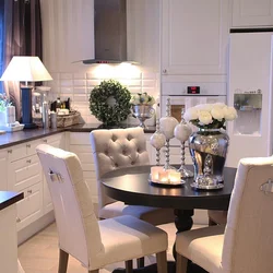 White sofa in the kitchen interior