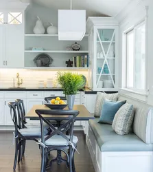 White sofa in the kitchen interior