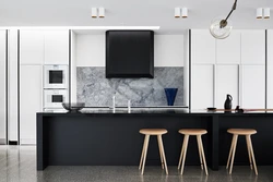 Black marble in the kitchen interior