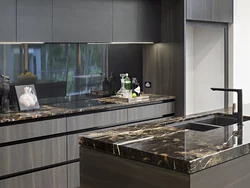 Black marble in the kitchen interior