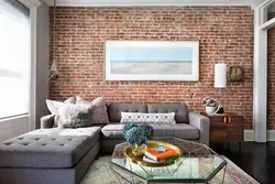 Gray brick in the living room interior