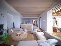 Light wood in the living room interior
