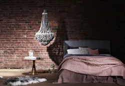 Loft lamps in the bedroom interior