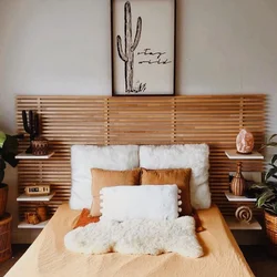 White slats in the bedroom interior