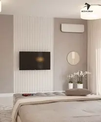 White slats in the bedroom interior