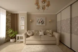 Beige cabinets in the living room interior