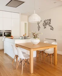 Beige Table In The Kitchen Interior