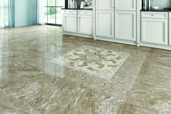 Beige porcelain tiles in the kitchen interior