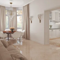 Beige Porcelain Tiles In The Kitchen Interior