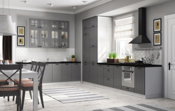 Gray kitchen in the interior reviews