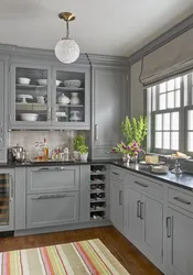 Gray kitchen in the interior reviews