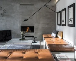 Living room color concrete in the interior