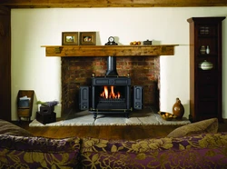 Cast iron stoves in the living room interior