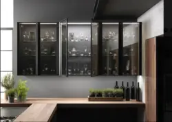 Black glass in the kitchen interior