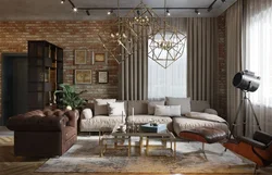 Loft living room interior with classics